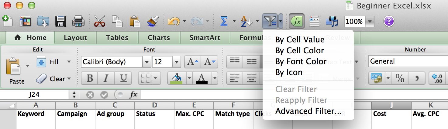 Key Features in Excel