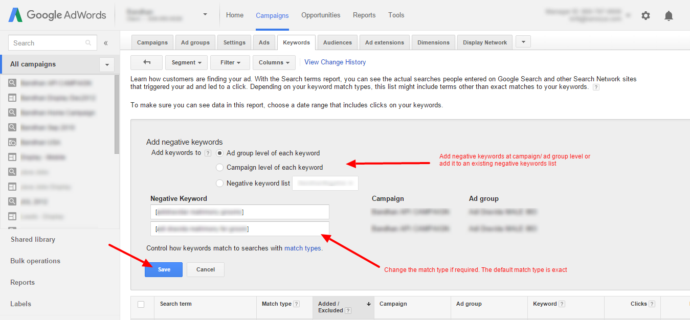 campaign ad group or list