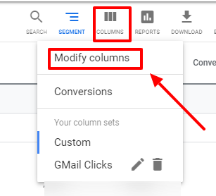 modify columns google ads