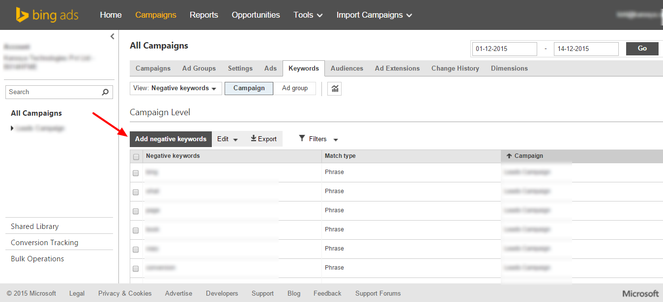 Campaign Negative Keyword