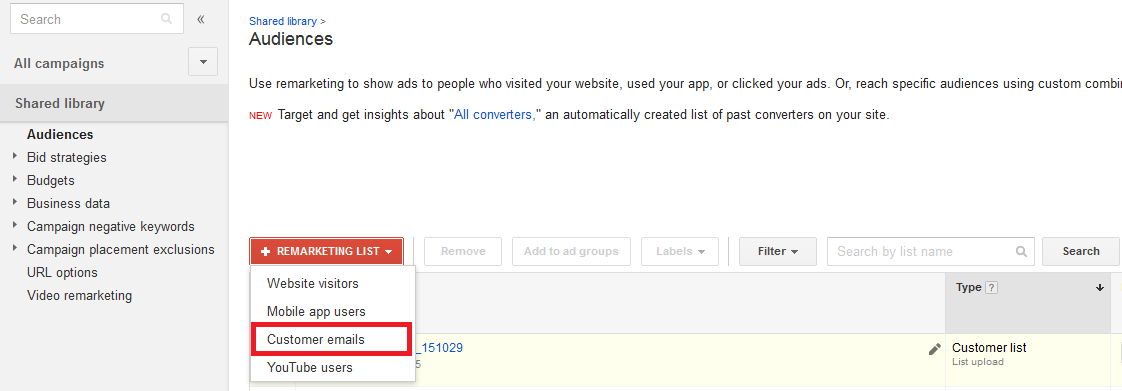 Remarketing List Targeting