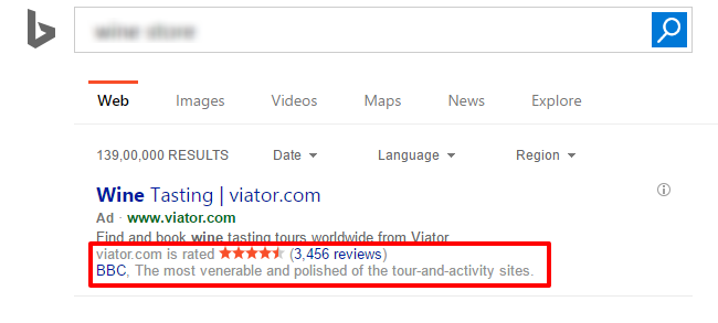 bing review ad extensions