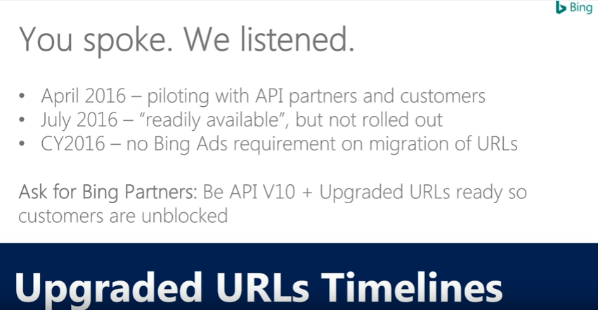 upgraded urls timeline bingads