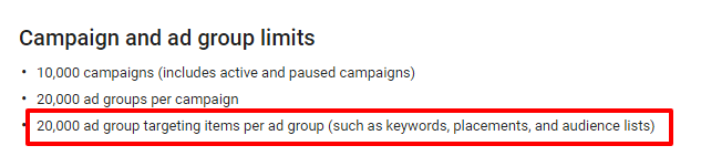 adwords account limits