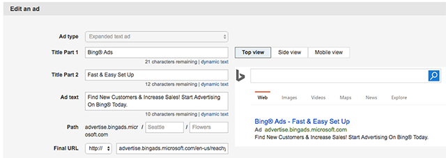 bing expanded text ads