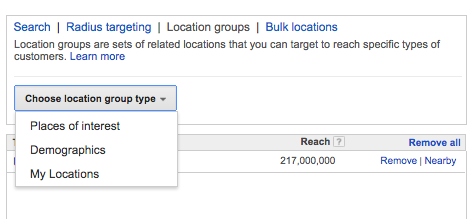 location group targeting