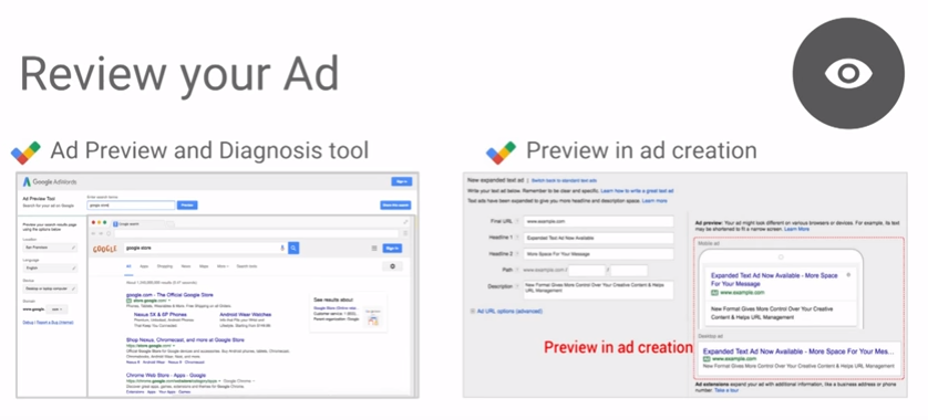 review your expanded text ad tool