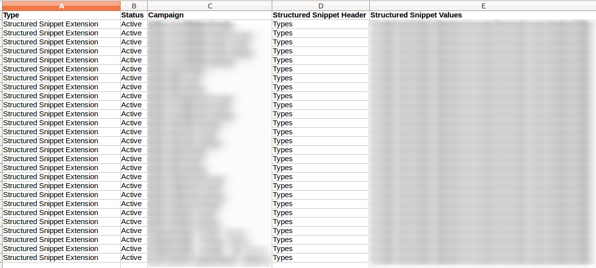 file format to upload structured snippets extensions