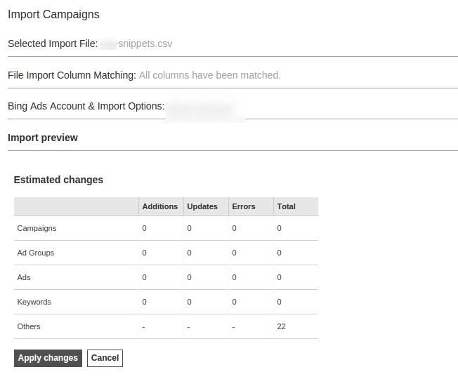 Confirmation about changes from uploaded file