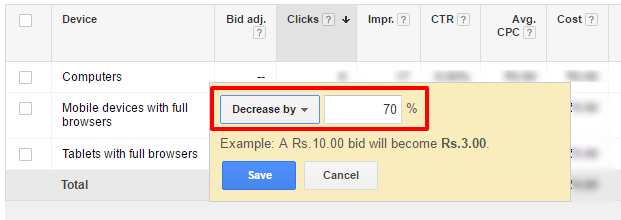 bid adjustment device