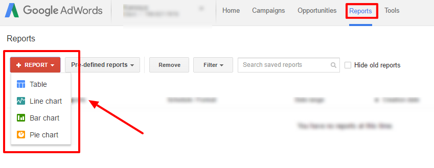 create report adwords