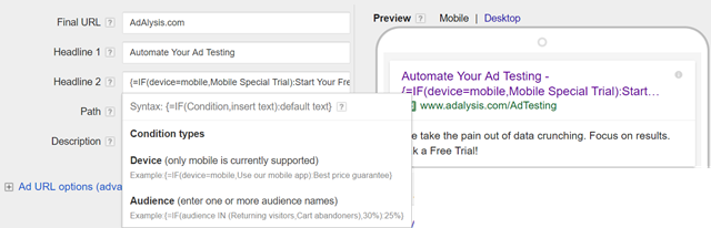 adwords if default ads