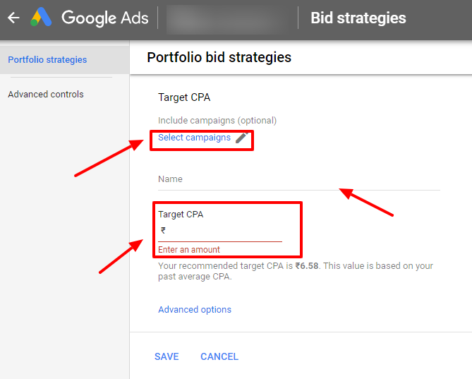 enter portfolio bid details google ads