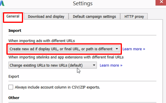 import ads updated url