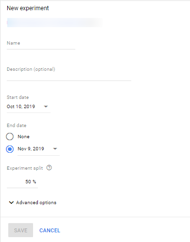 new experiment google ads ui