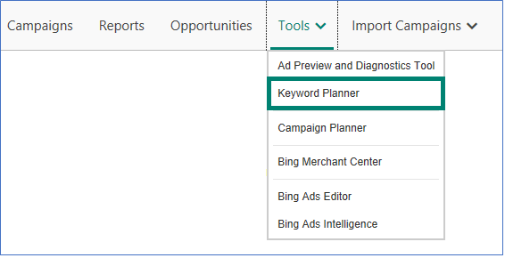 bing ads keyword planner