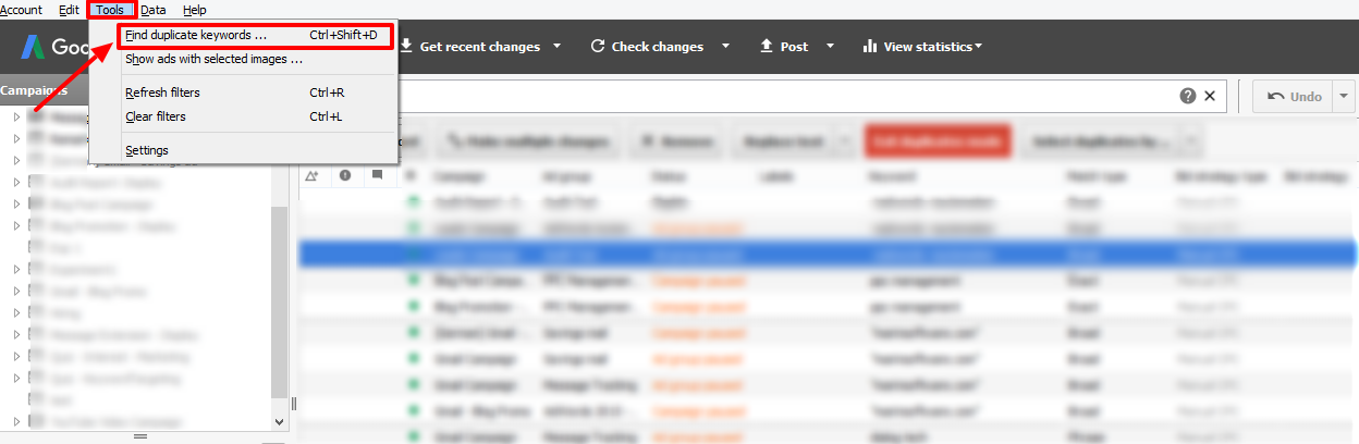 duplicate keywords adwords editor