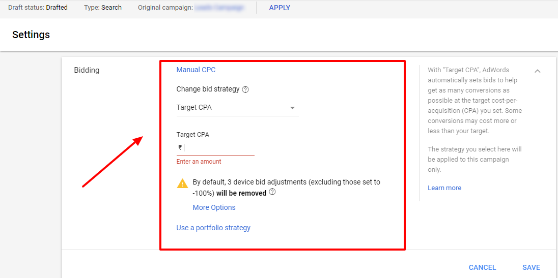 edit CPA bidding