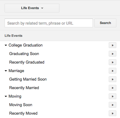 life event targeting adwords