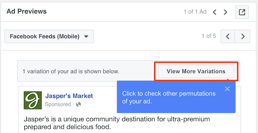 dynamic tool ad variation facebook