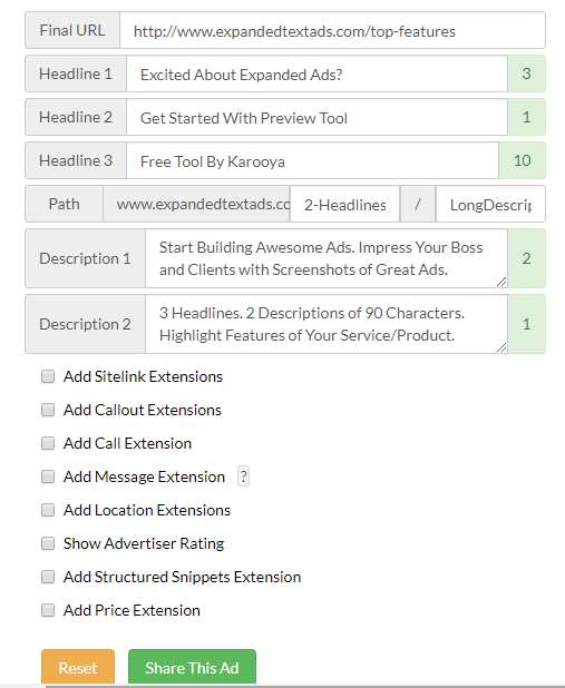 expanded text ad preview tool updated