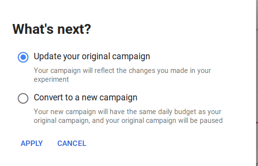update original campaign google ads