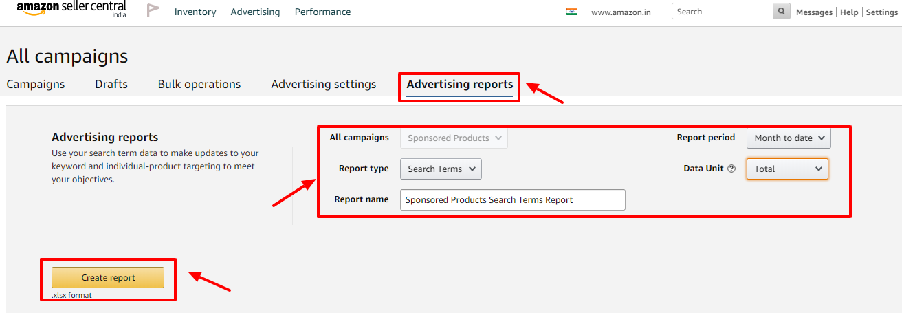search terms report amazon ads