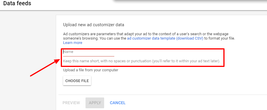 upload ad customizer data