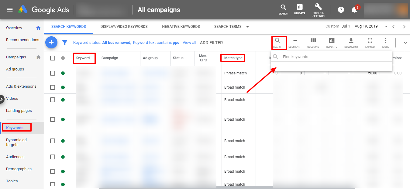 google ads find duplicate