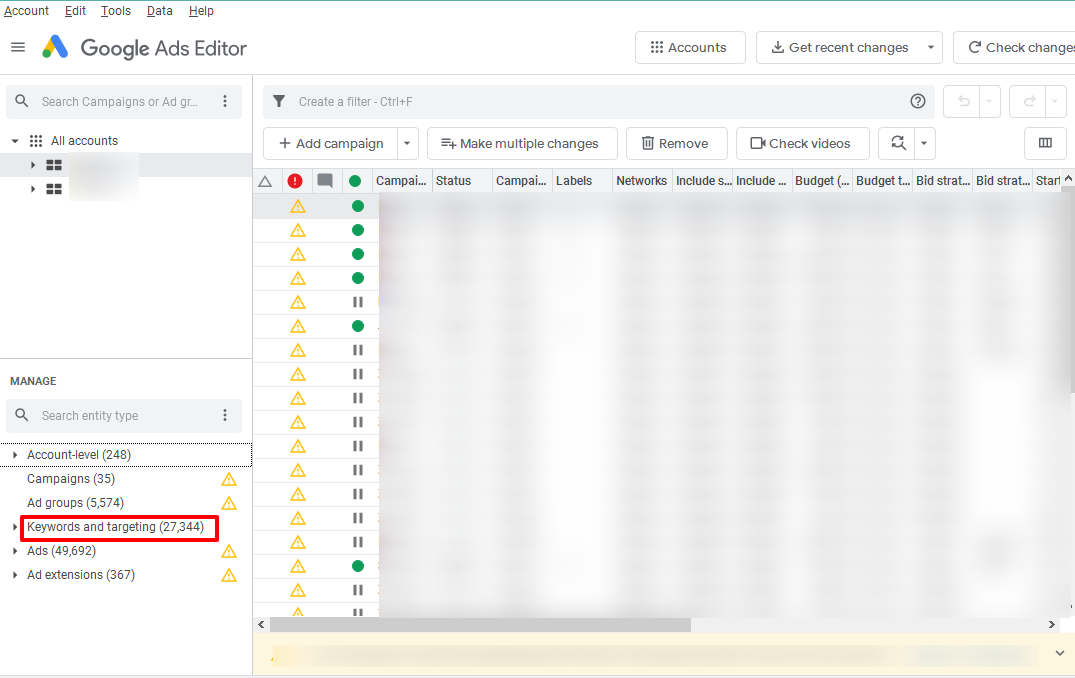 step 1 keywords and targeting