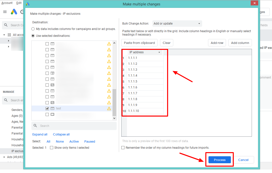 step 3 process the changes google ads