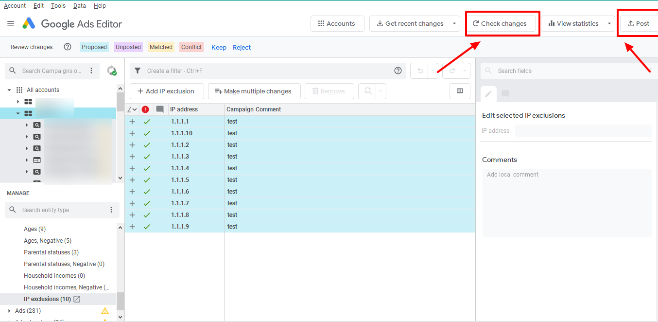 step 6 check changes and post to account