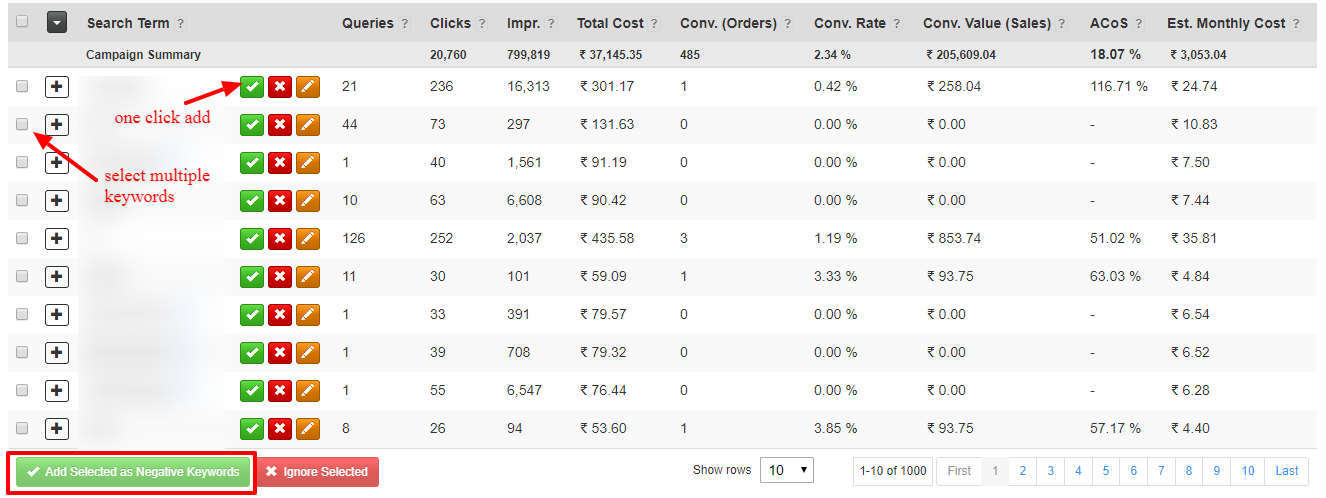 adding negative keywords amazon ads