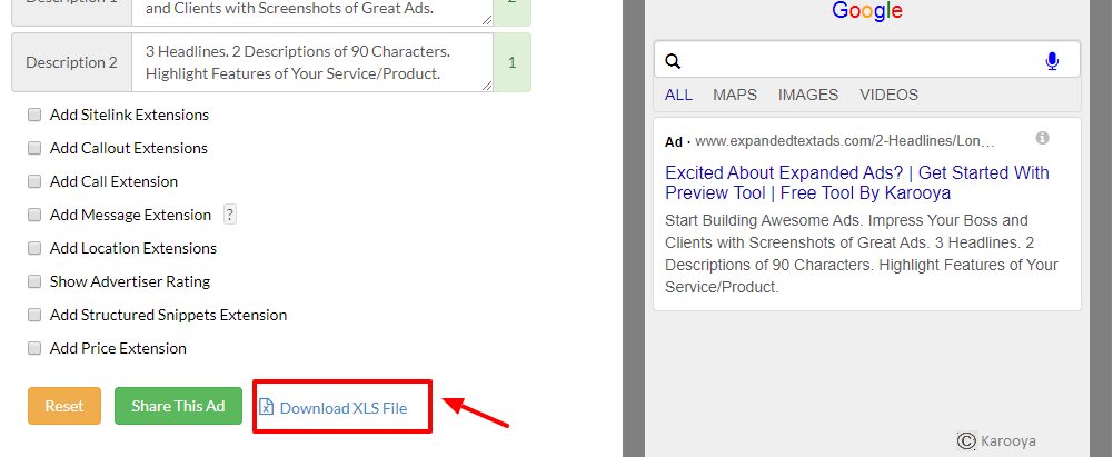 Download the ad copy from ETA preview tool