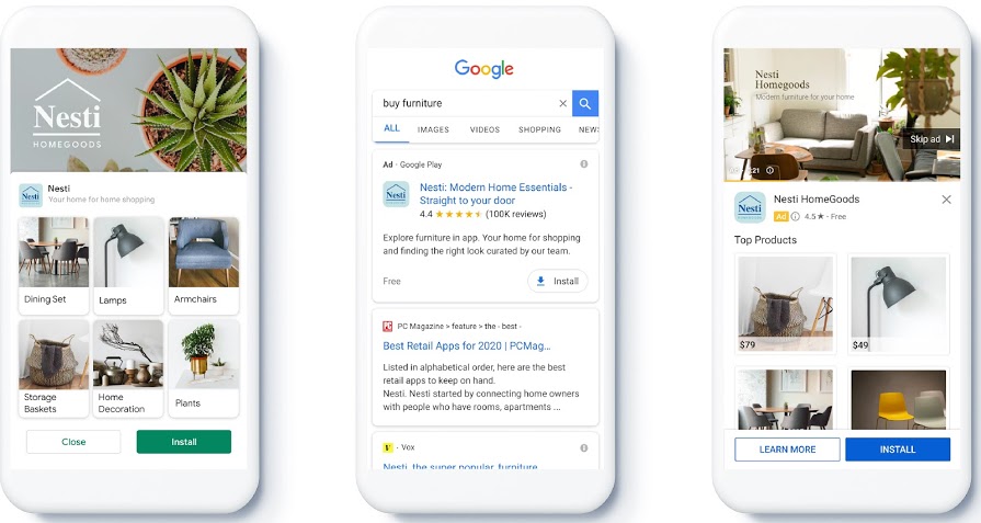 Feed In App Campaign Feature in Google