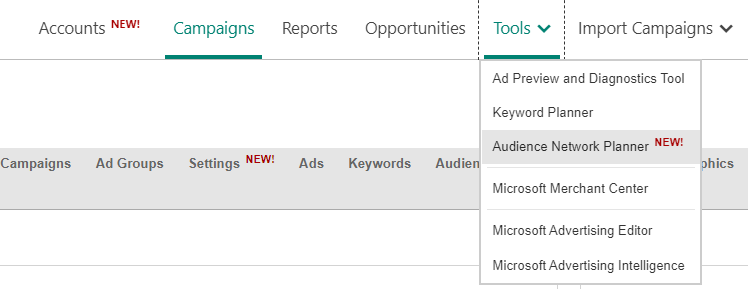 Where to find the Audience Network Planner