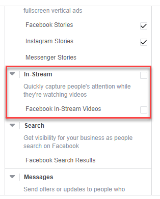  Facebook has expanded four tools, specific to the in-stream ad placements 