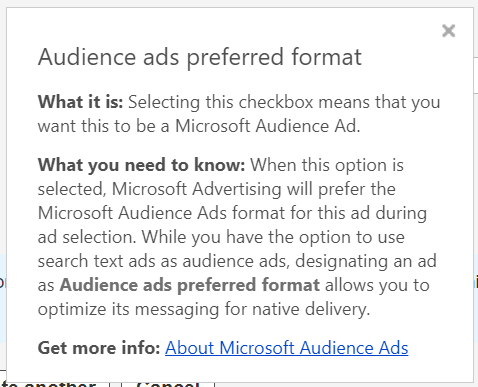 using audience ad format microsoft ads