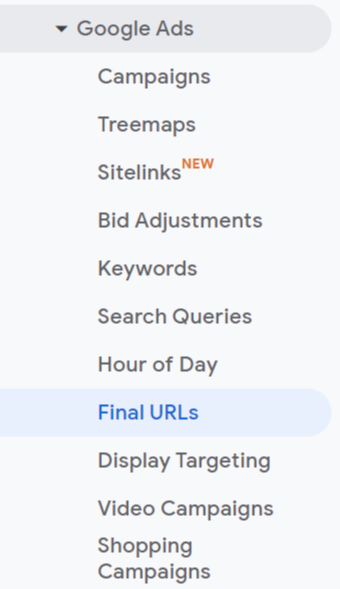 google analytics options