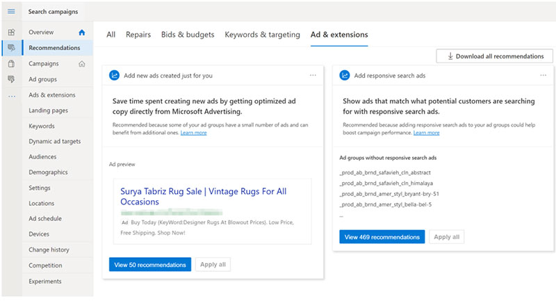 Introducing ad suggestions in Microsoft advertising