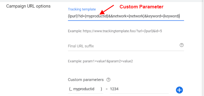Mention custom parameter in the tracking template