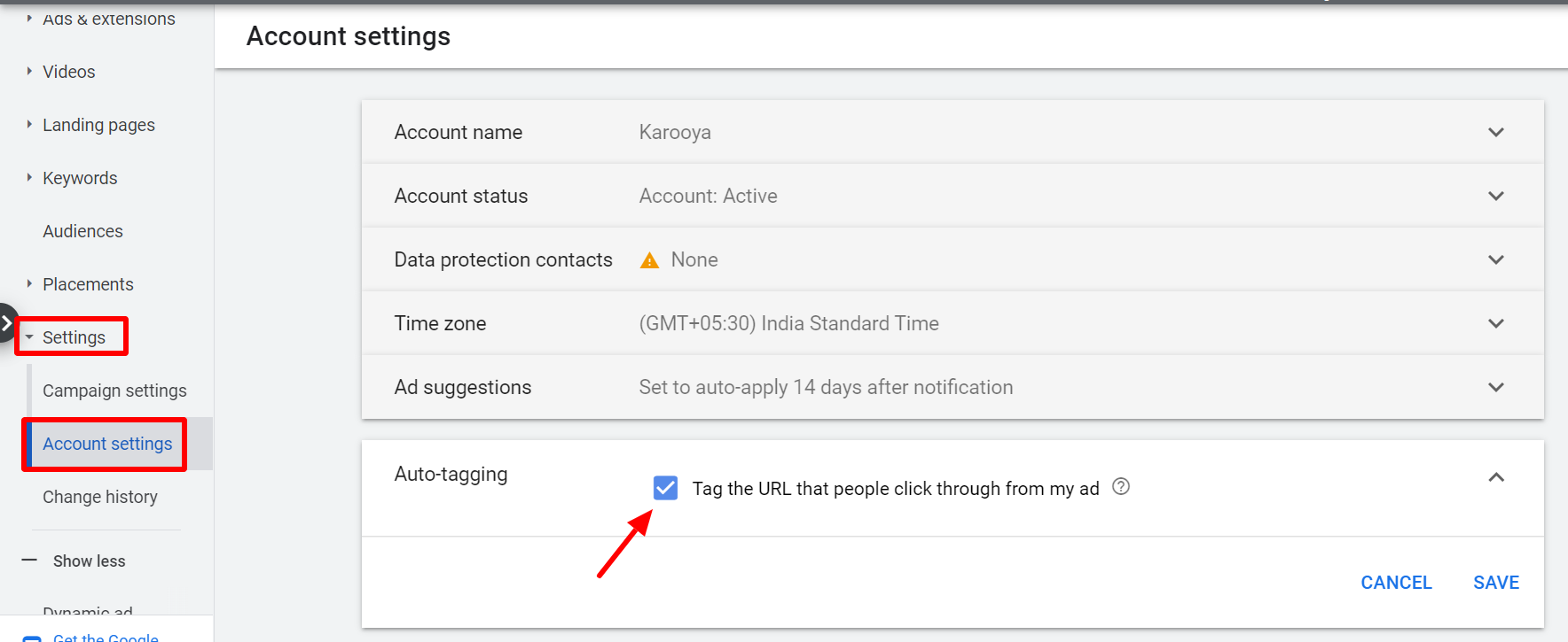 Adwords sales keyword tag