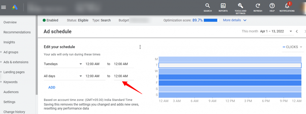 create ad schedule google ads