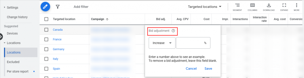 Location bid adjustment google ads