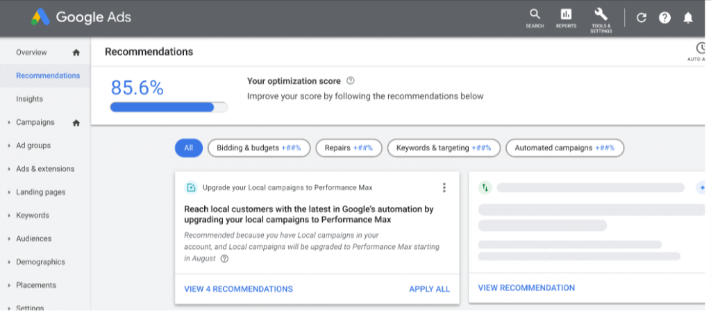 Upgrade local campaigns to performance max