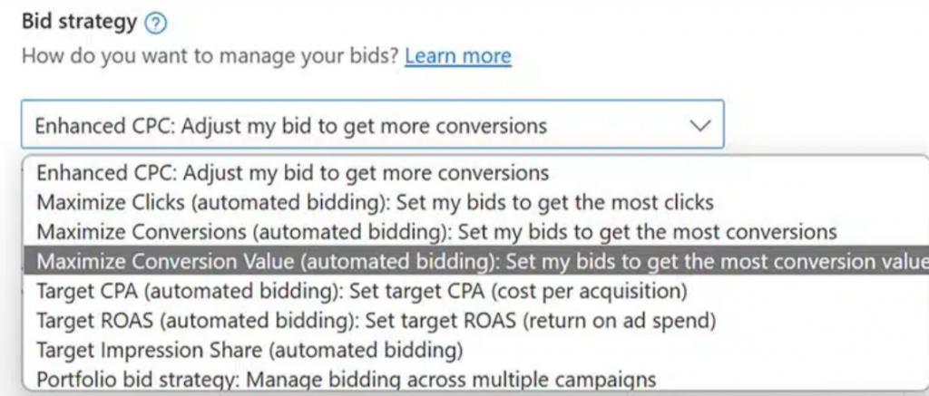 Maximize conversion  in Microsoft Advertising