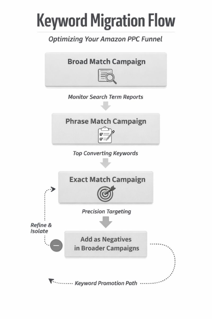 optimizing amazon ads via match type campaign strategy