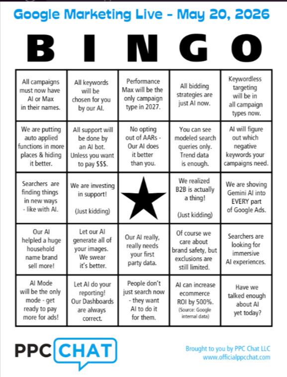 Bingo Google marketing live chart by Julie F Bacchini