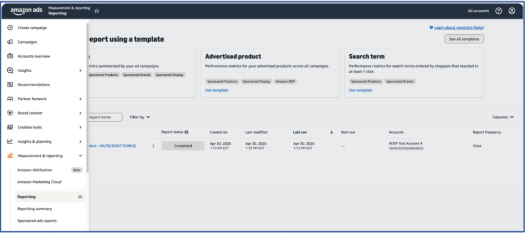 unified reporting in Amazon Ads
